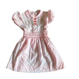 Daffodil Vintage Hand Embroidered Girls Pink Dress Size 24M